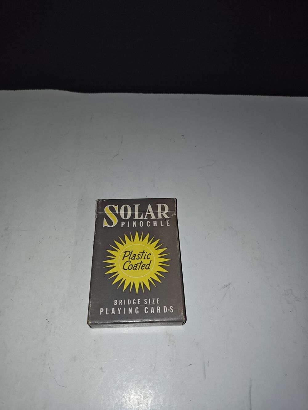 Vintage Solar Pinochle Plastic Coated Bridge Size Cards USA Playing Card Co.